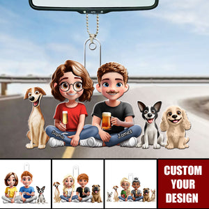 You And Me And The Dogs Couple - Personalized Acrylic Car Hanger