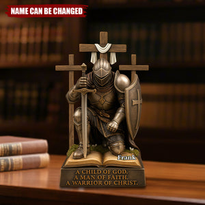 Knight Kneeling Down In Armor Acrylic Plaque - Personalized Gifts For Armor of God