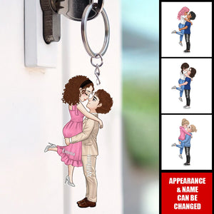 Custom Kissing And Hugging Doll Couple Personalized Acrylic Keychain