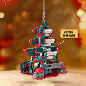 Personalized Arborist Machines Christmas Shaped Ornament, Perfect Gift For Arborist