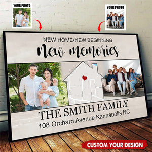 New Home New Beginning New Memories Personalized Photo Canvas