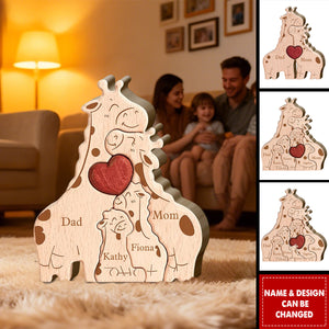 Happy Family - Personalized Family Shaped Wooden Puzzle