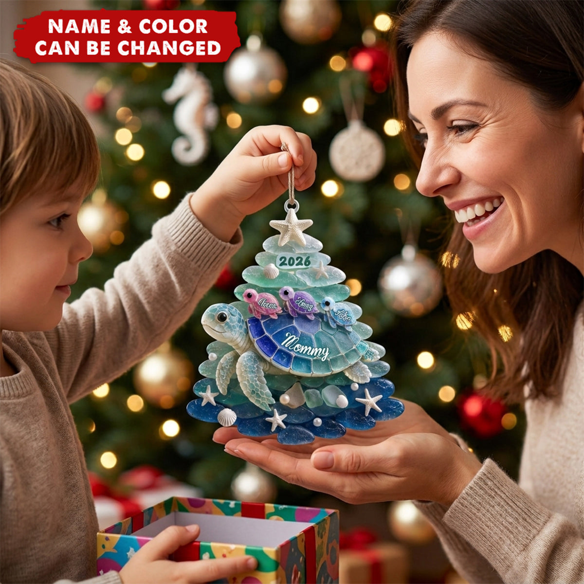 Turtle Grandma Acrylic Ornament - Personalized Gifts For Christmas