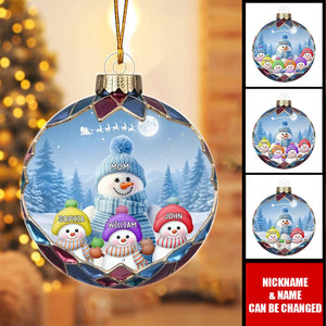 Christmas Snowman Grandma Mom Colorful Kids Personalized Acrylic Ornament