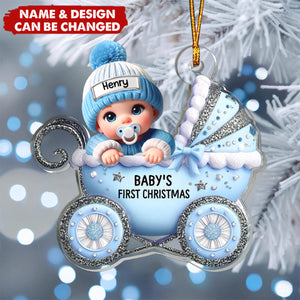 First Christmas Baby Pram - Personalized 1-Layer Acrylic Ornament