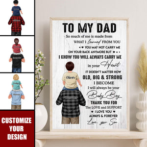 To My Dad From Daughter Son Piggy Back - Family Personalized Poster, Gift For Daddy