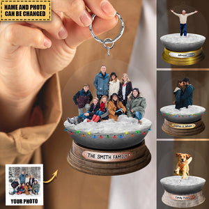 Personalized Custom Photo Crystal Ball Keychain - Christmas Gift For Family