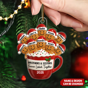 Gingerbread Brothers Sisters Siblings In Hot Cocoa Christmas Personalized Acrylic Ornament