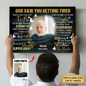 Personalized Photo Canvas, Memorial Gifts - God Saw You Getting Tired