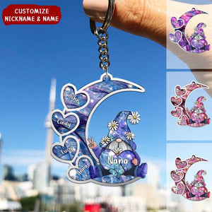 Sparkling Grandma Nana With Sweet Heart Kids Personalized Acrylic Keychain - Gift For Grandma/ Mother