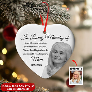 In Loving Memory Of Your Life Was A Blessing - Personalised Ceramic Heart Ornament