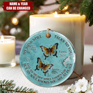 Dragonfly My Mind My Heart My Soul - Personalized Memorial Ceramic Circle Ornament