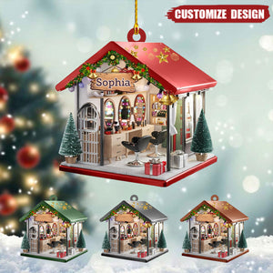 Personalized Barber Shop Custom Name Christmas Ornament