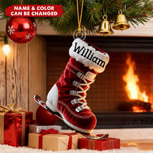 Perfect Gift for Skiing Lovers - Personalized Skiing Shaped Christmas Stocking Ornament