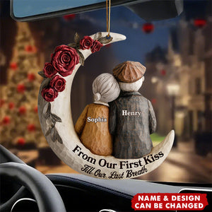 Eternal Embrace On The Crescent Moon - Personalized 1-Layer Acrylic Ornament