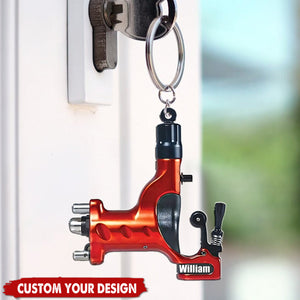 Tattoo Machine -Personalized Acrylic Keychain, Gift For Tattoo Artist