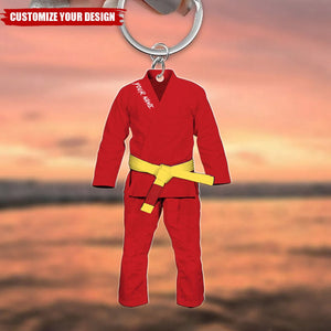 Personalized Jiu Jitsu Uniform Keychain, Belt Jiu Jitsu Keychain