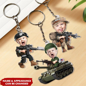 Custom Photo Gifts For Military Kid Keychain