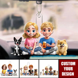 You And Me And The Dogs Couple - Personalized Acrylic Car Hanger