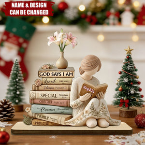 God Says I Am - Personalized Shaped Wooden Plaque - Christian Gift For Her