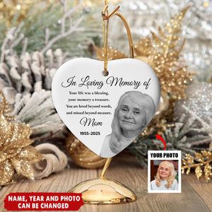 In Loving Memory Of Your Life Was A Blessing - Personalised Ceramic Heart Ornament