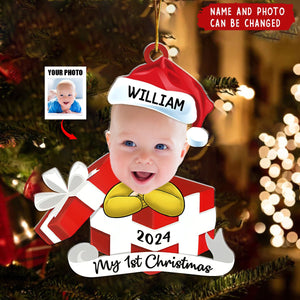Custom Photo Hi I'm New Here - Family Personalized Acrylic Ornament - Christmas Gift For Baby Kids, Newborn Baby