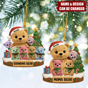 “Grandma Bear” Personalized Acrylic Ornament – Custom Holiday Gift for Grandma with Cute Bears