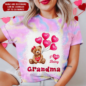 I Love Being Grandma Teddy Bear With Balloon Kids Personalized 3D T-Shirt