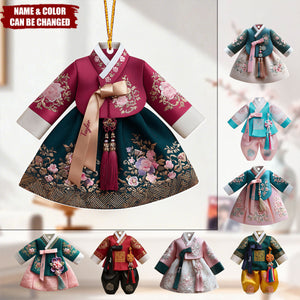 Personalized Korean Hanbok Dress Custom Christmas Acrylic Ornament