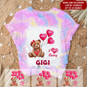 I Love Being Grandma Teddy Bear With Balloon Kids Personalized 3D T-Shirt