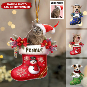 Happy Holidays With All Our Love - Dog & Cat Personalized Acrylic Ornament