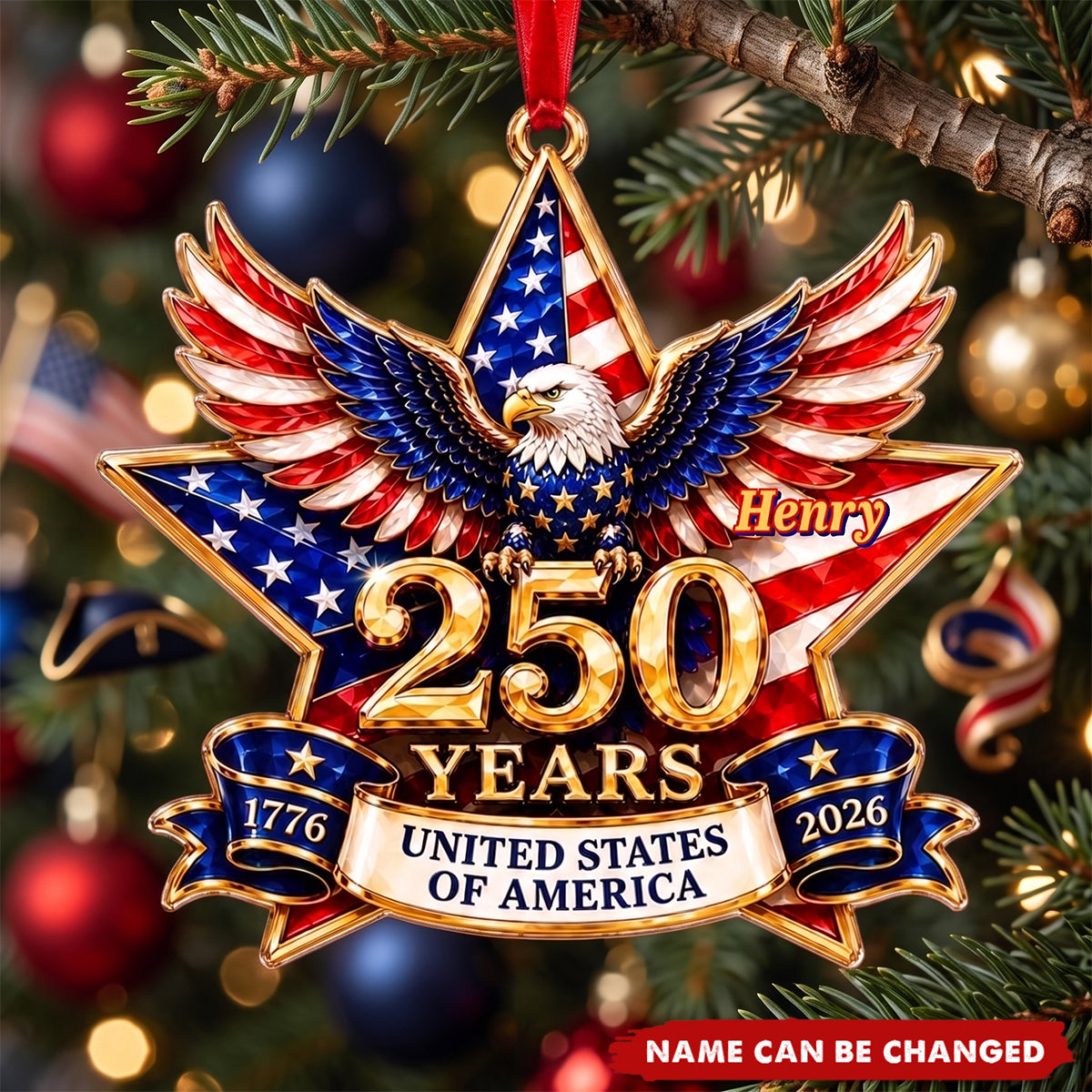 America 250th Eagle Ornament 2026, Bald Eagle Acrylic Holiday Decor Gift