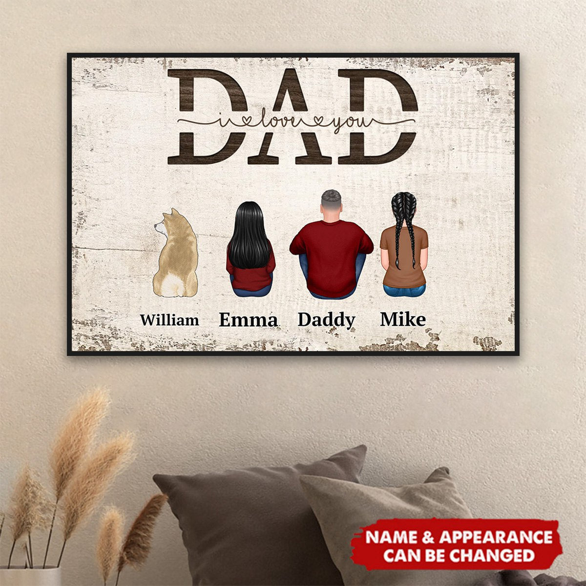 Daddy We Love You Gift For Dad Personalized Horizontal Poster