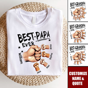 Personalized Best Dad Ever Fist Bump T-shirt Gift for Dad Grandpa