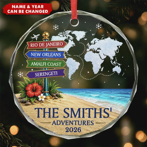 Custom Circle Glass Ornament - Personalized Christmas Birthday Gifts For Mom, Dad, Brother, Sister - Best Vacation With My Family