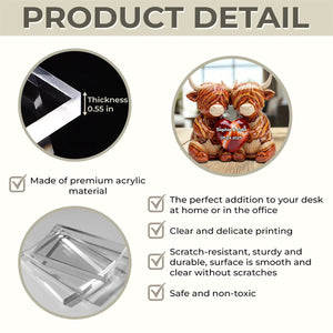 Highland Cow Couple Acrylic Plaque - Personalized Gifts For Couple