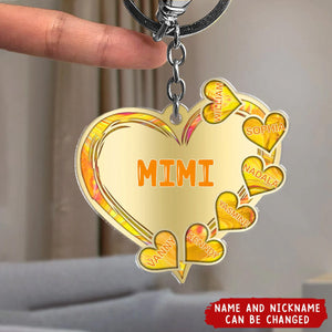 Golden Grandma- Mom Loves Sweet Heart Kids Personalized Acrylic Keychain