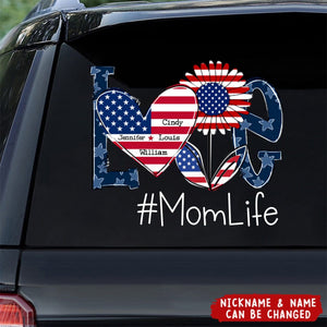 Love Grandma Life With Grandkids Heart Flag Sunflower Personalized Decal