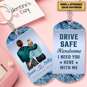 I Met You l Liked You- Personalized Stainless Steel Keychain, Valentine's Day Gift Idea For Couple