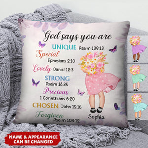 Granddaughter Daughter God Says You Are Hugging Flowers - Personalized Pillow