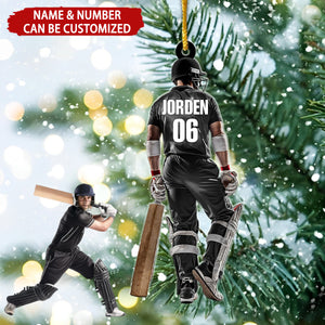 Cricket Player Personalized Christmas Ornament, Gift For Cricket Lover