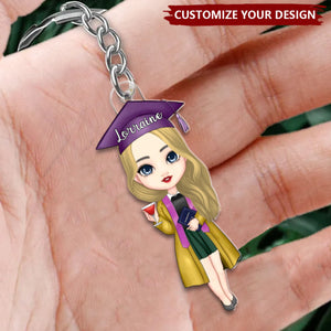 Cartoon Graduate - Personalized Acrylic Keychain, Graduation Ceremony Birthday Gift for Women Girls
