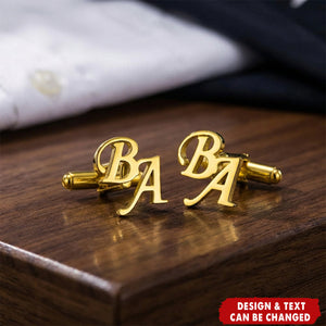 Personalized Monogram Initial Letter Name Cufflinks Set of 2 Birthday Wedding Anniversary Gift for Men Dad Groom