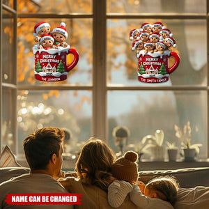 Gingerbread Family In Hot Cocoa Christmas Personalized Decal