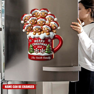 Gingerbread Family In Hot Cocoa Christmas Decor Personalized Decal