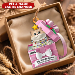 Pet First Christmas Gift Reveals, Gift Box - Personalized Shaped Acrylic Ornament