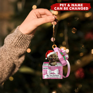 Pet First Christmas Gift Reveals, Gift Box - Personalized Shaped Acrylic Ornament