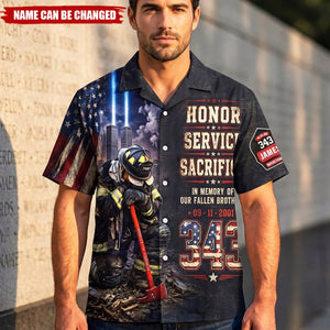 Never Forget Their Sacrifice - Firefighter Memorial Hawaiian Shirt