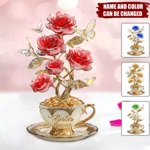 Flower Bestie Plaque - Personalized Custom Shaped Acrylic Plaque, Gifts For Besties