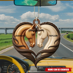 Horse Couple - Personalized Acrylic Ornament, Car Hanger, Gifts For Couple